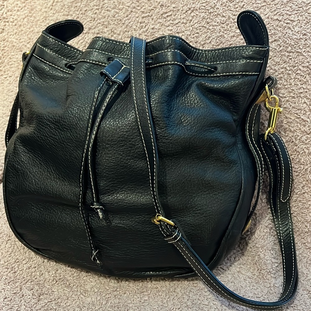 Givenchy black leather with light contrast stitch drawstring bag